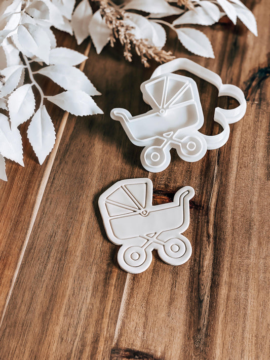 Baby Pram Cookie Stamp and Cutter - O'Khach Baking Supplies