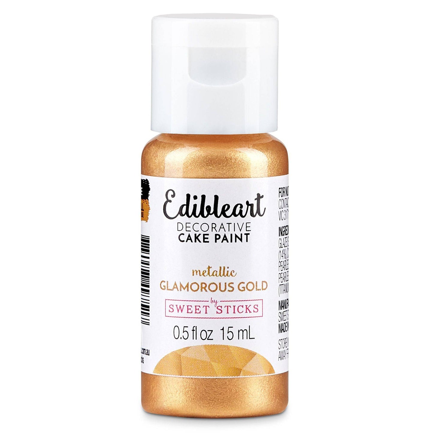 Glamorous Gold Metallic Edible Paint – Sweet Sticks 15ml | Food-Safe Cake Paint