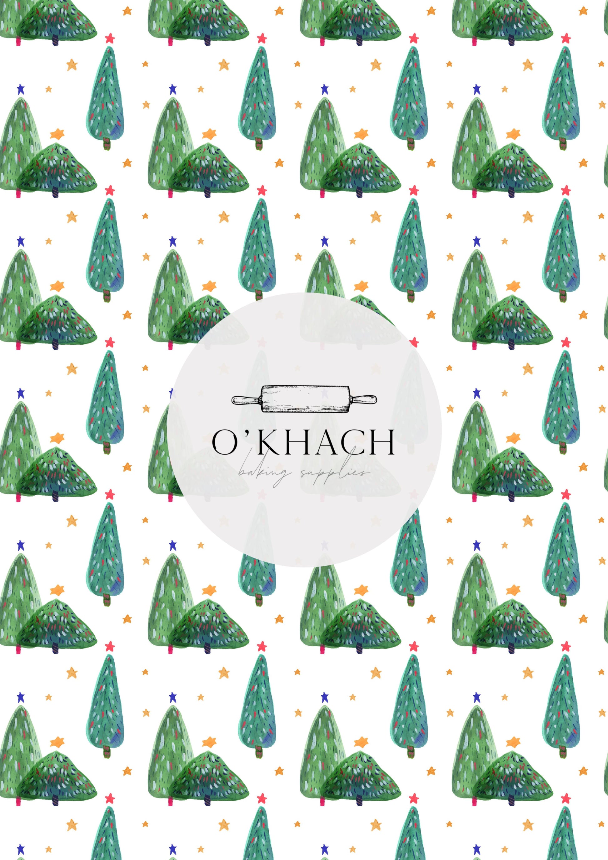 Christmas Tree's Watercolour - Edible Image – A4 Cake Topper & Cupcake Decoration