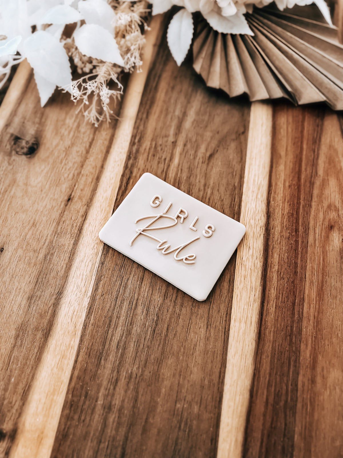 Girls Rule (Cursive) 'UP' Cookie Stamp - Perfect for Fondant & Sugar Cookies