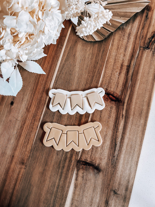 Bunting Cookie Stamp and Cutter - Premium Cutter and Stamp from O'Khach Baking Supplies - Just $19.99! Shop now at O'Khach Baking Supplies
