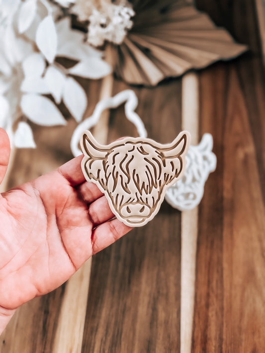 Highland Cow Cookie Stamp and Cutter - Premium Cutter and Stamp from O'Khach Baking Supplies - Just $20.00! Shop now at O'Khach Baking Supplies