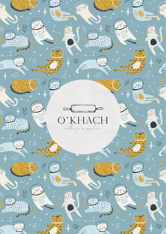 Cats in Space Pattern No.1 - Edible Image - Premium Edible Image from O'Khach Baking Supplies - Just $16.99! Shop now at O'Khach Baking Supplies