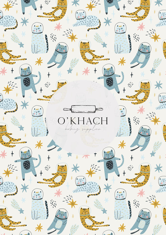Cats in Space Pattern No.9 - Edible Image - Premium Edible Image from O'Khach Baking Supplies - Just $16.99! Shop now at O'Khach Baking Supplies