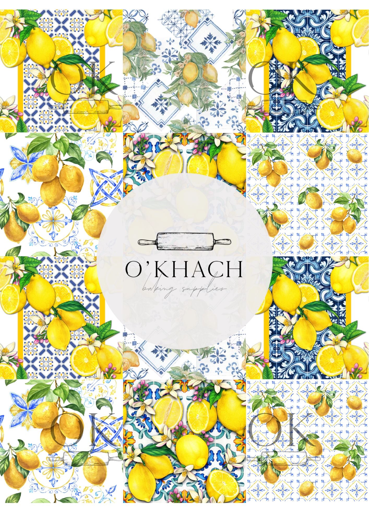 Positano & Lemon Details Pattern No.23 - Edible Image – A4 Cake Topper & Cupcake Decoration