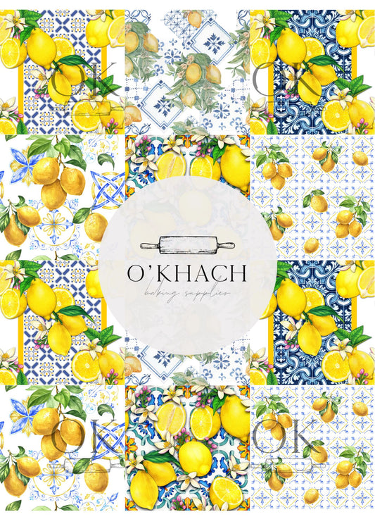 Positano & Lemon Details Pattern No.23 - Edible Image – A4 Cake Topper & Cupcake Decoration