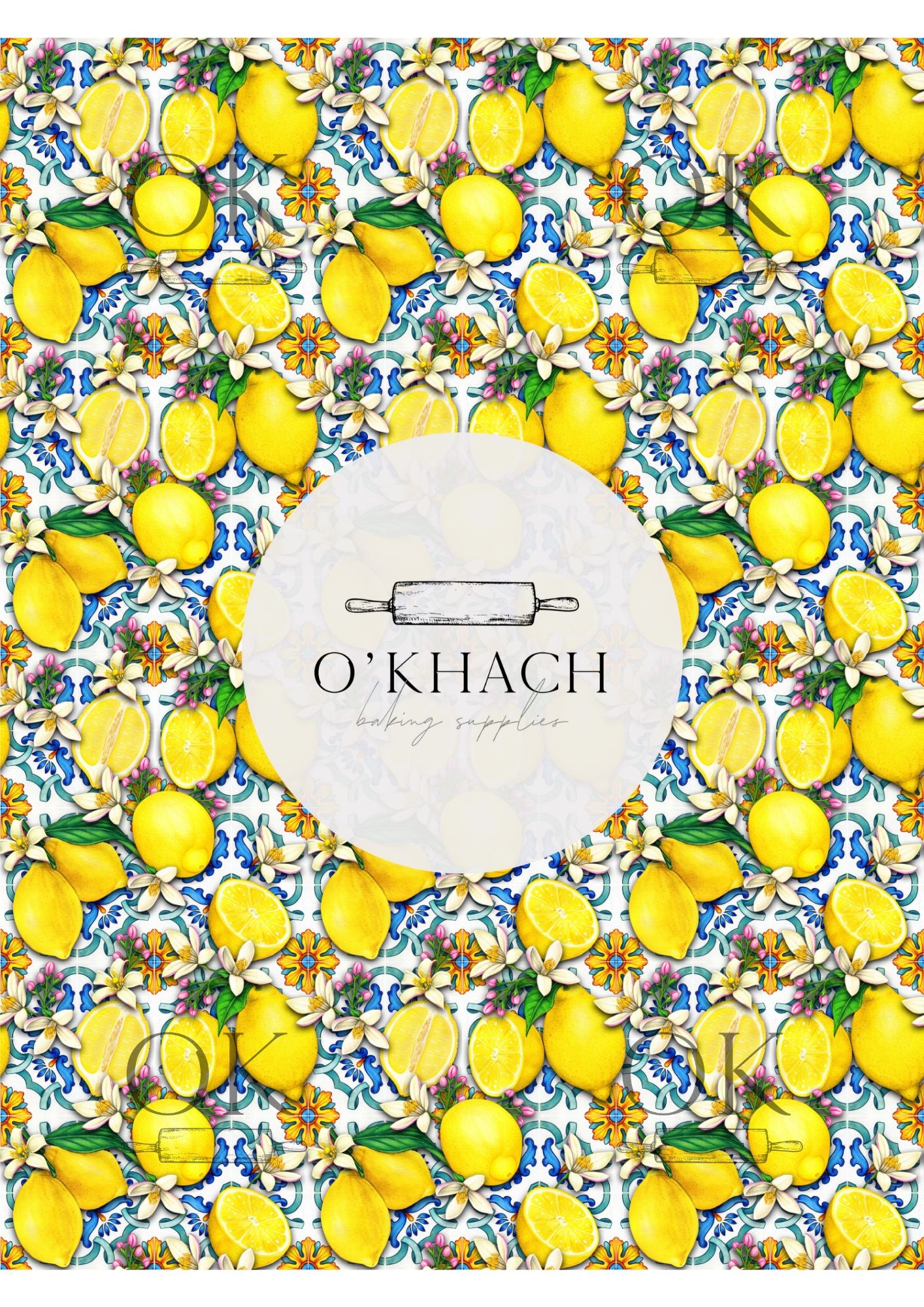 Positano & Lemon Details Pattern No.6 - Edible Image – A4 Cake Topper & Cupcake Decoration