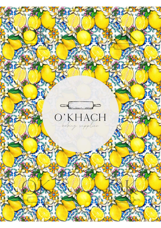 Positano & Lemon Details Pattern No.6 - Edible Image – A4 Cake Topper & Cupcake Decoration