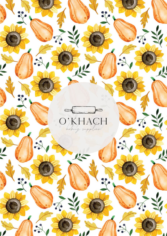 Sunflowers & Pumpkins Pattern - Edible Image - Premium Edible Image from O'Khach Baking Supplies - Just $16.99! Shop now at O'Khach Baking Supplies