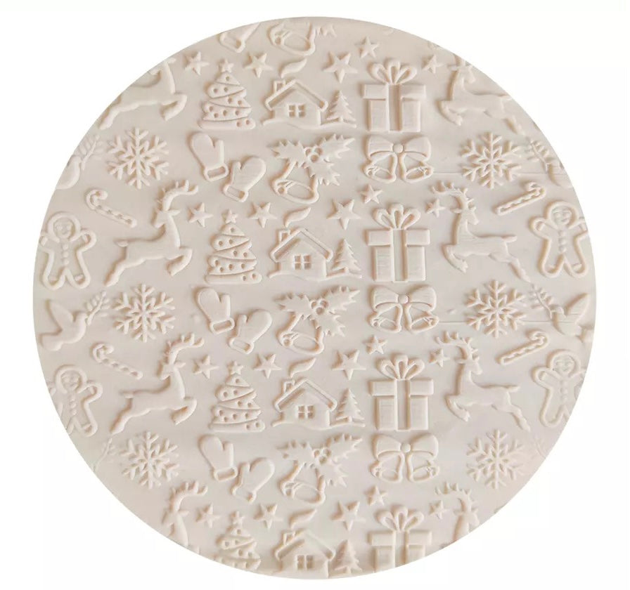 Christmas Details Pattern - Acrylic Embossing Rolling Pin – Fondant, Cookie & Clay Texture Roller
