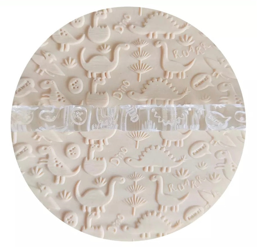 Dino Roar Pattern - Acrylic Embossing Rolling Pin – Fondant, Cookie & Clay Texture Roller