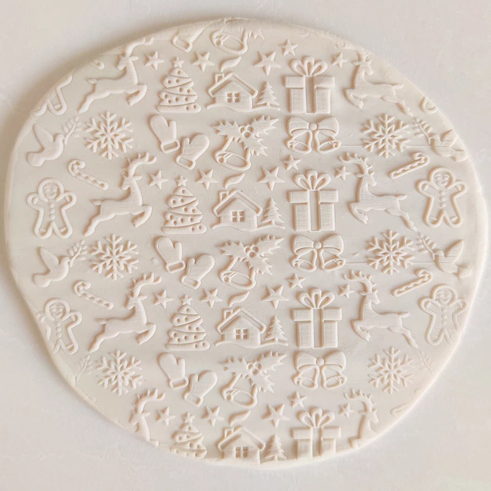 Christmas Details Pattern - Acrylic Embossing Rolling Pin – Fondant, Cookie & Clay Texture Roller
