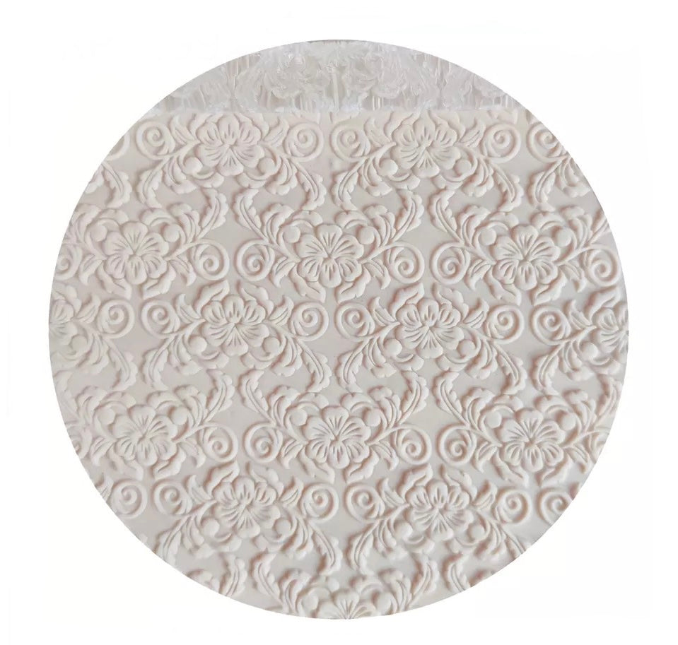 Vintage Blossoms Pattern - Acrylic Embossing Rolling Pin – Fondant, Cookie & Clay Texture Roller