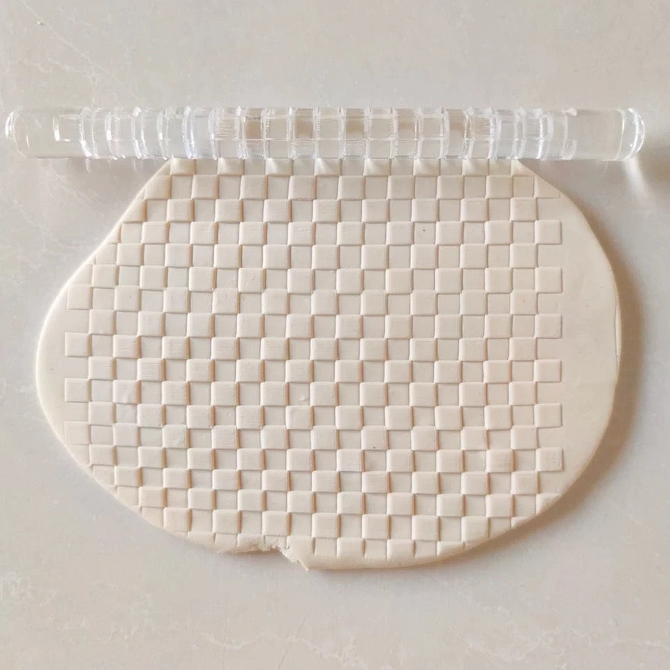 Checkered Pattern - Acrylic Embossing Rolling Pin – Fondant, Cookie & Clay Texture Roller