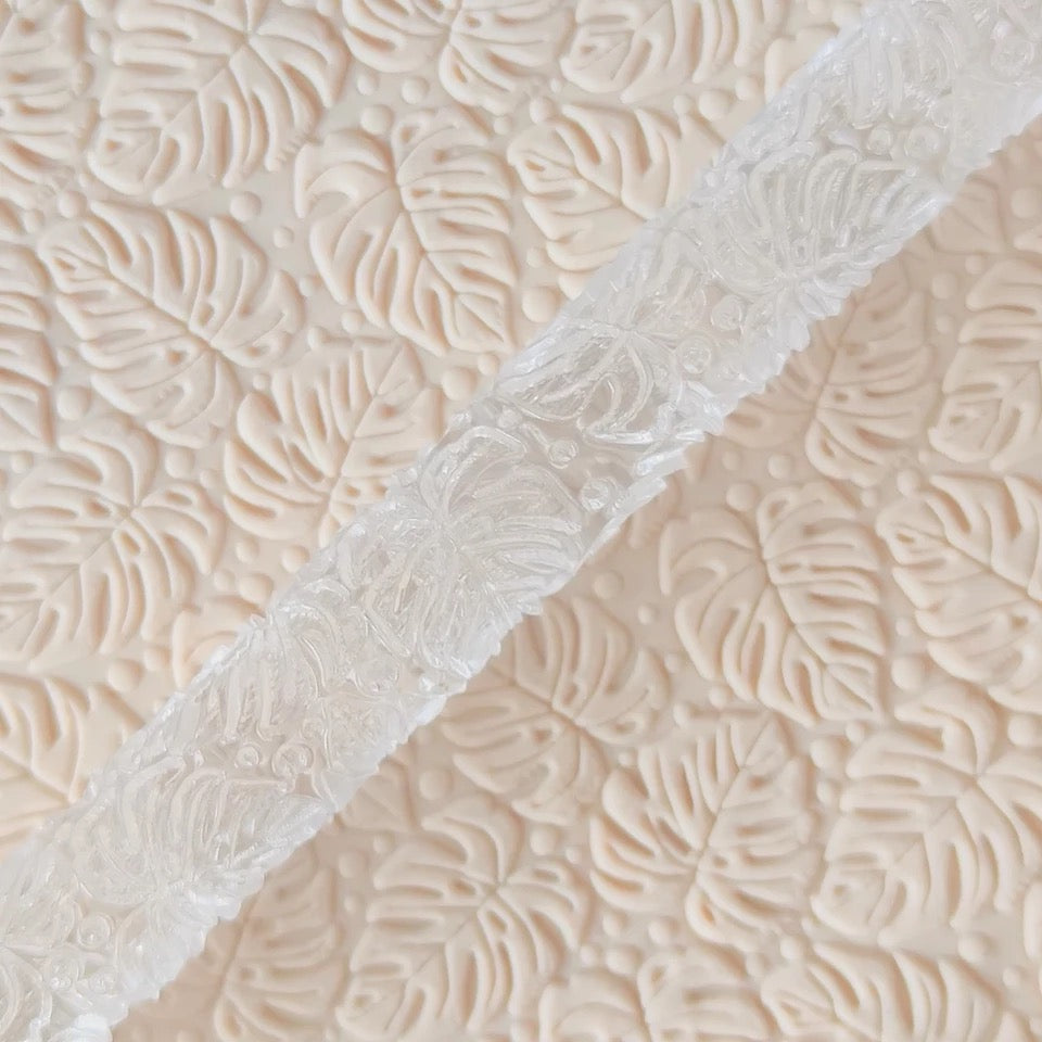 Tropical Rainforest Pattern - Acrylic Embossing Rolling Pin – Fondant, Cookie & Clay Texture Roller