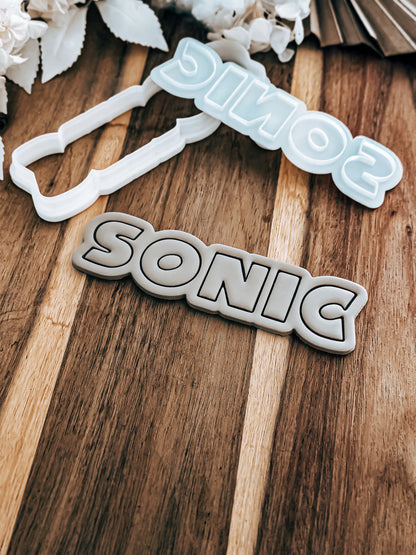 Sonic (Script) - Cookie Stamp and Cutter - Ideal for Fondant & Sugar Cookies