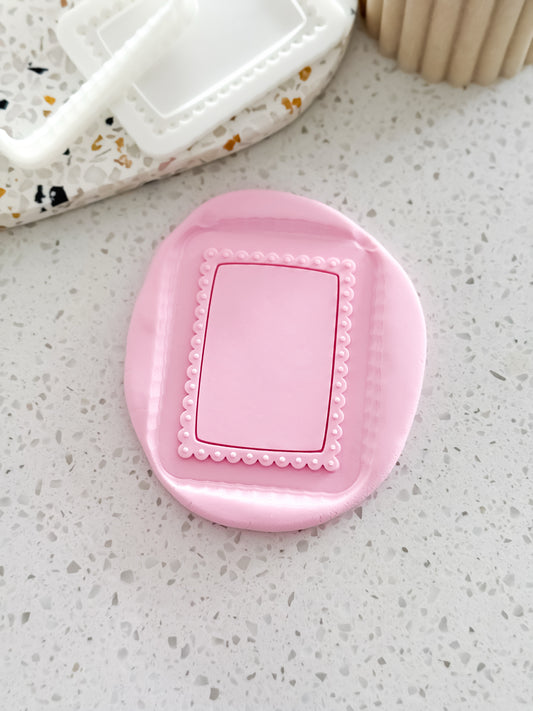 Scalloped Rectangle Frame (Dots) Stamp & Cutter - Perfect for Fondant & Sugar Cookies