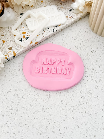 Happy Birthday (FN) Stamp & Cutter - Perfect for Fondant & Sugar Cookies