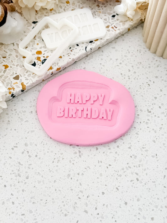 Happy Birthday (FN) Stamp & Cutter - Perfect for Fondant & Sugar Cookies