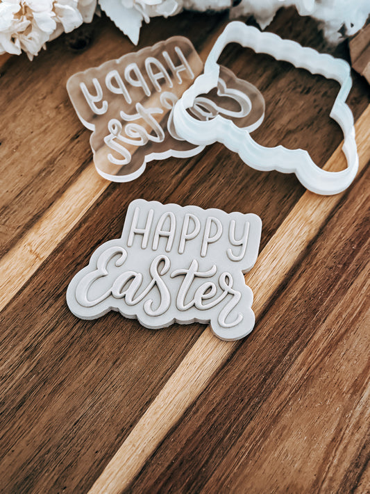 Happy Easter (Classic) 'UP' - Cookie Stamp & Cutter - Ideal for Fondant & Sugar Cookies