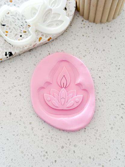 Lotus Bloom Diya Stamp and Cutter - Perfect for Fondant & Sugar Cookies