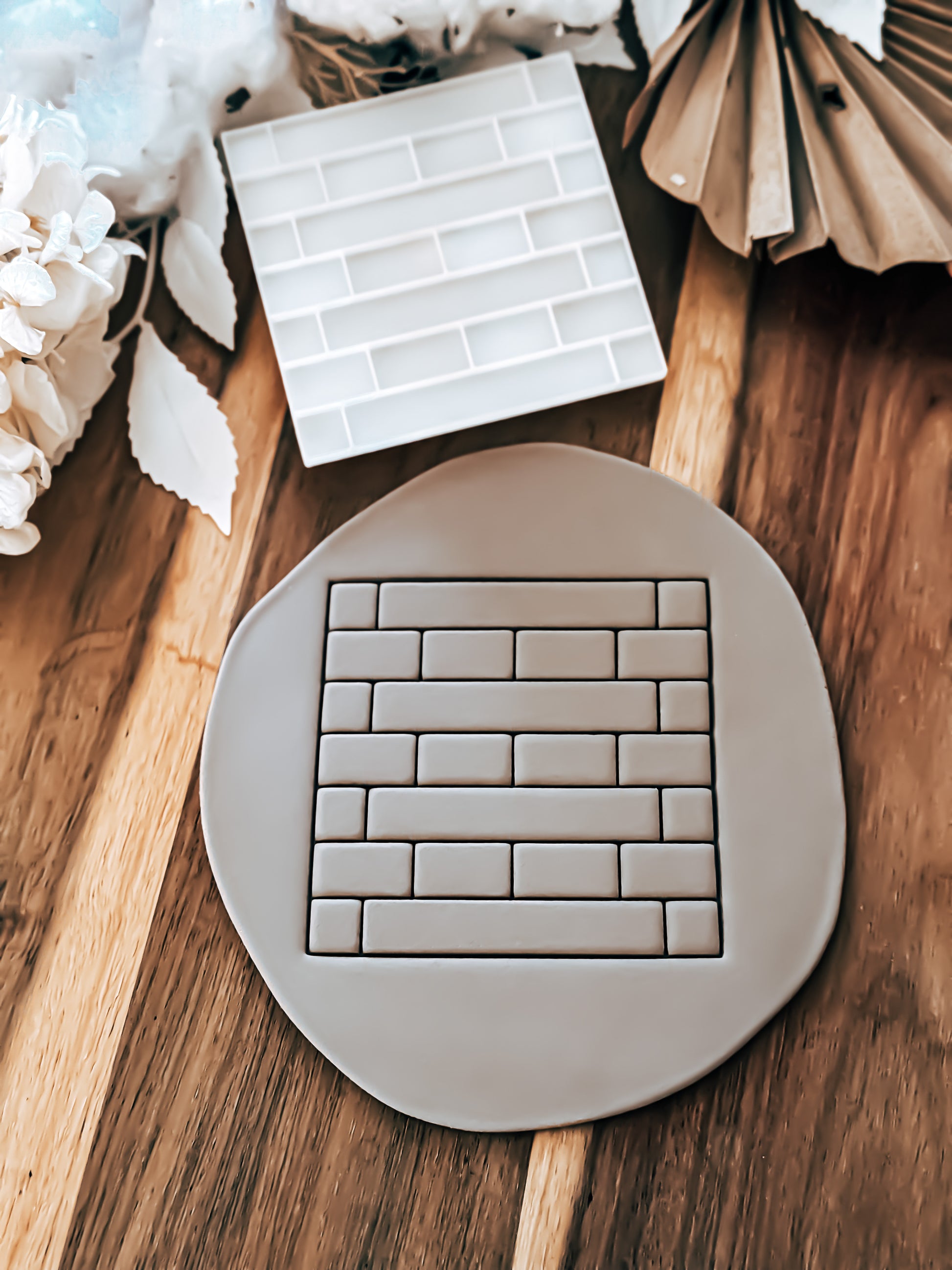 Brick Pattern Cookie Stamp - Fondant & Sugar Cookies 