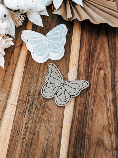 Lily Butterfly Cookie Stamp & Cutter - Fondant & Sugar Cookies