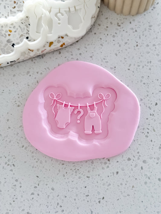 Boy or Girl? Clothesline Stamp & Cutter - Perfect for Fondant & Sugar Cookies