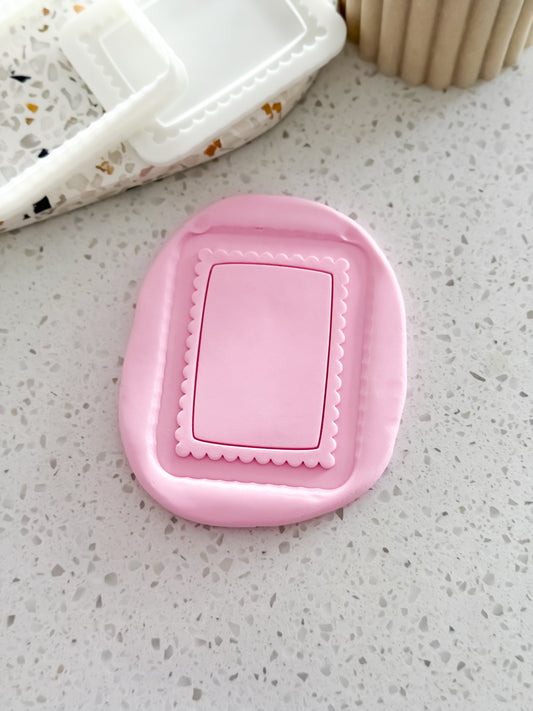 Scalloped Rectangle Frame (Plain) Stamp & Cutter - Perfect for Fondant & Sugar Cookies