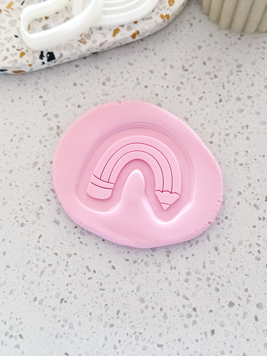 Rainbow Pencil Stamp & Cutter - Perfect for Fondant & Sugar Cookies
