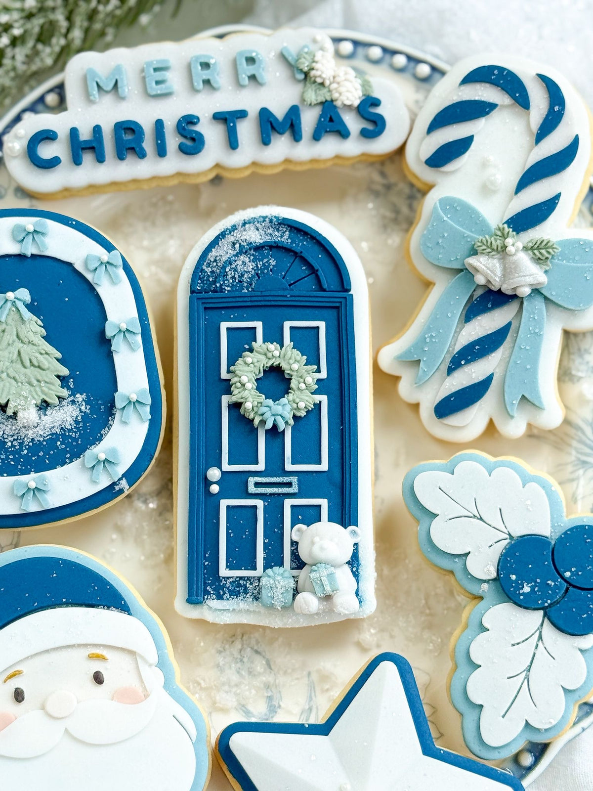 O'Khach Christmas cookie stamp design stamped in fondant