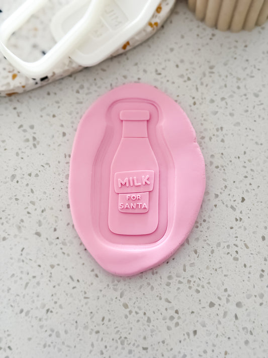 Milk For Santa Stamp & Cutter - Perfect for Fondant & Sugar Cookies