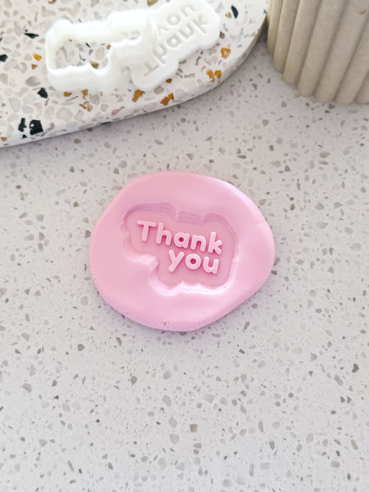 Mini Thank you Stamp & Cutter - Perfect for Fondant & Sugar Cookies