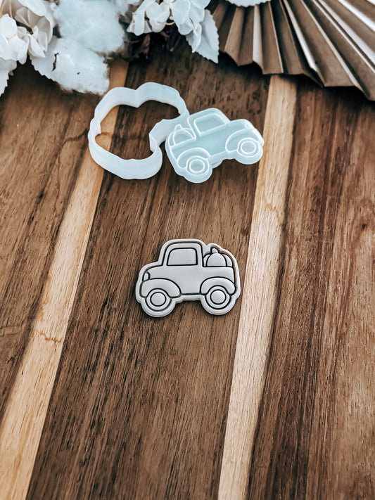 Mini Thanksgiving Truck - Cookie Stamp and Cutter - Ideal for Fondant & Sugar Cookies