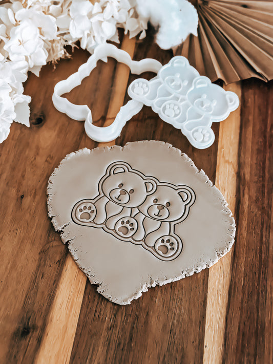 Twin Bears - Cookie Stamp and Cutter - Ideal for Fondant & Sugar Cookies