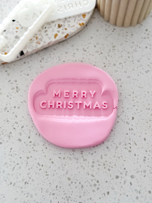 Merry Christmas (Script) Stamp & Cutter - Perfect for Fondant & Sugar Cookies