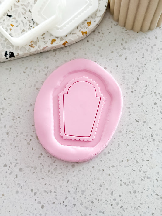 Scalloped Cruve Top Frame (Plain) Stamp & Cutter - Perfect for Fondant & Sugar Cookies