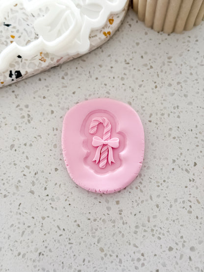 Mini Candy Cane (Bow) Stamp & Cutter - Perfect for Fondant & Sugar Cookies