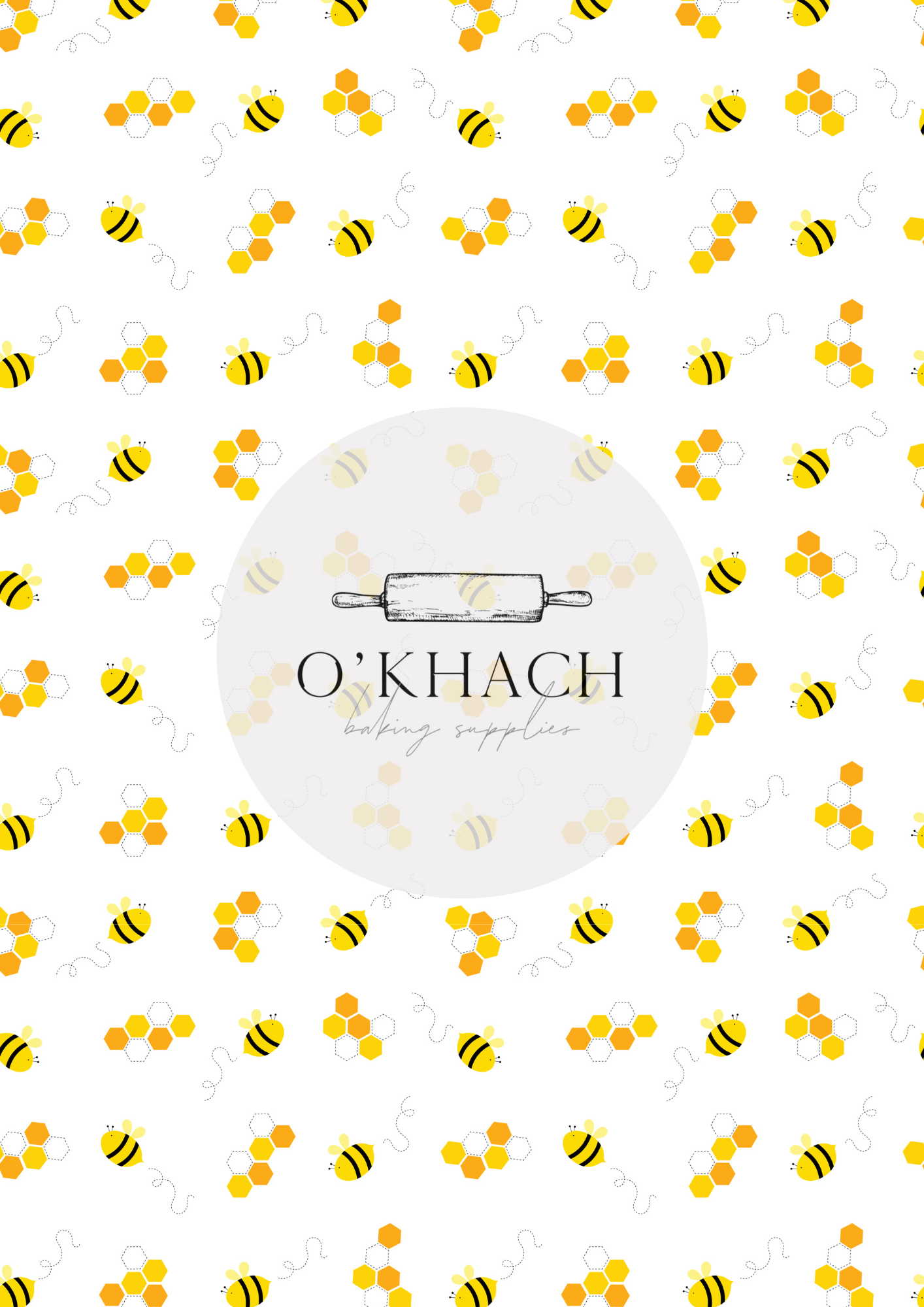 Bees & Honey Pattern No.2 - Edible Image - Premium Edible Image from O'Khach Baking Supplies - Just $16.99! Shop now at O'Khach Baking Supplies