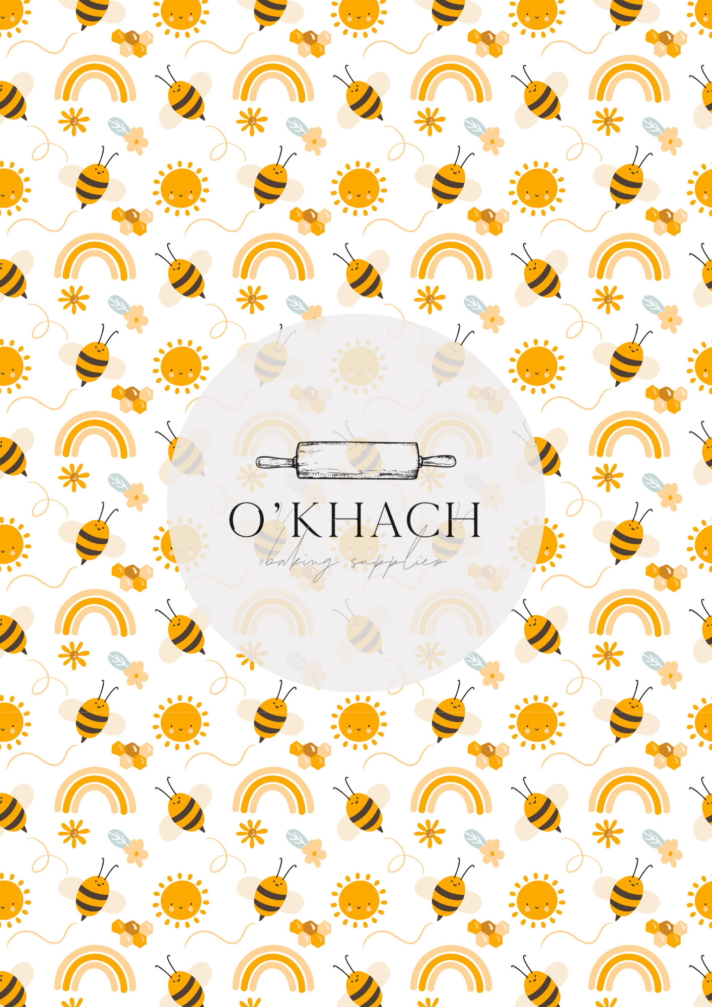 Bees & Honey Pattern No.4 - Edible Image - Premium Edible Image from O'Khach Baking Supplies - Just $16.99! Shop now at O'Khach Baking Supplies