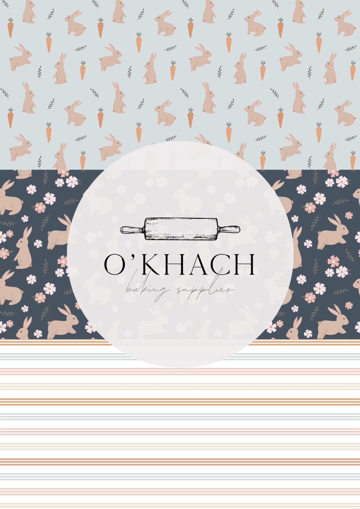 Bunny Garden Pattern No.13 - Edible Image - O'Khach Baking Supplies