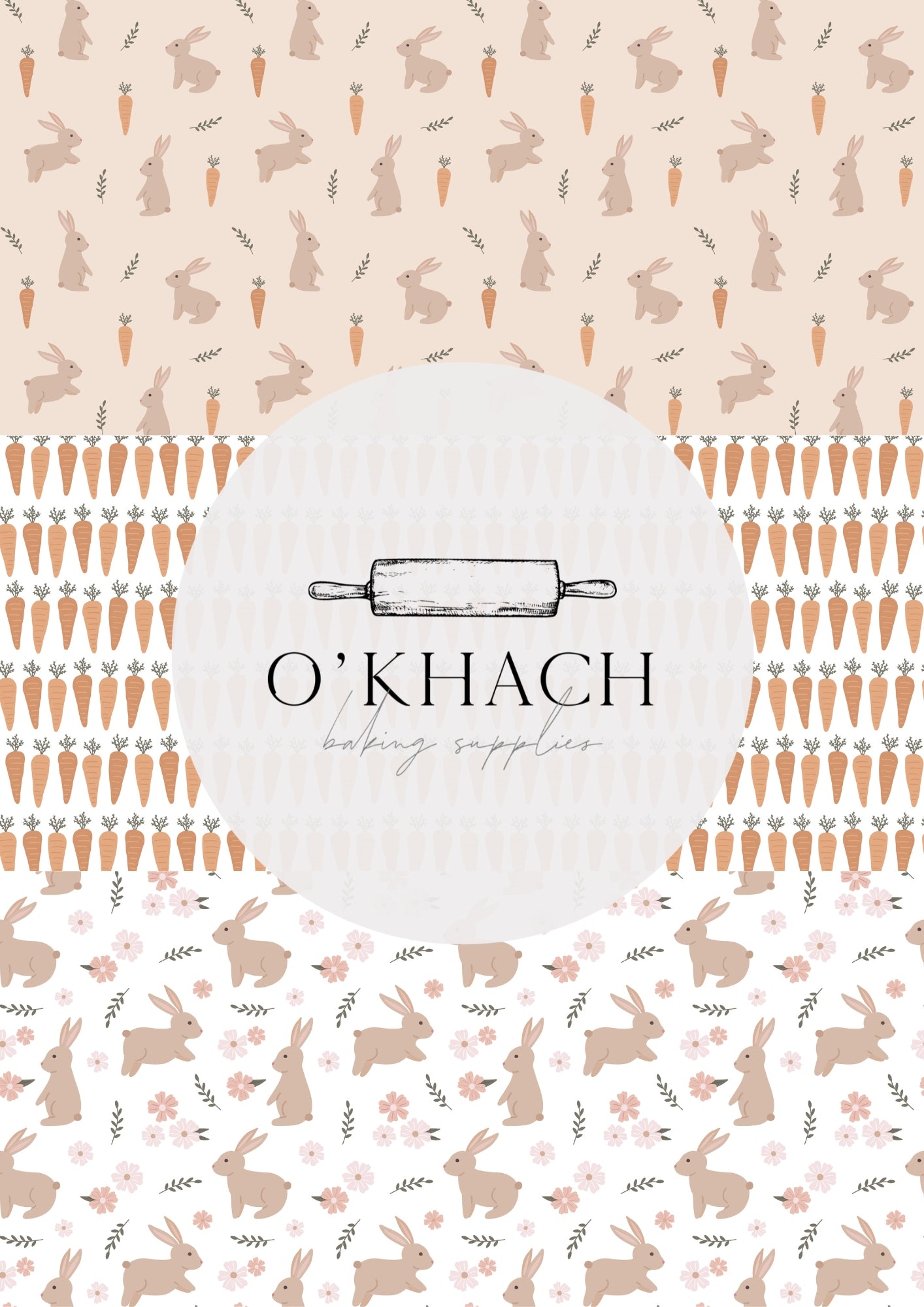 Bunny Garden Pattern No.14 - Edible Image - O'Khach Baking Supplies