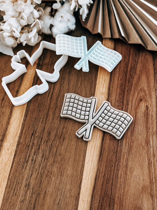 Racing Flags (Double) Stamp and Cutter - Perfect for Fondant & Sugar Cookies
