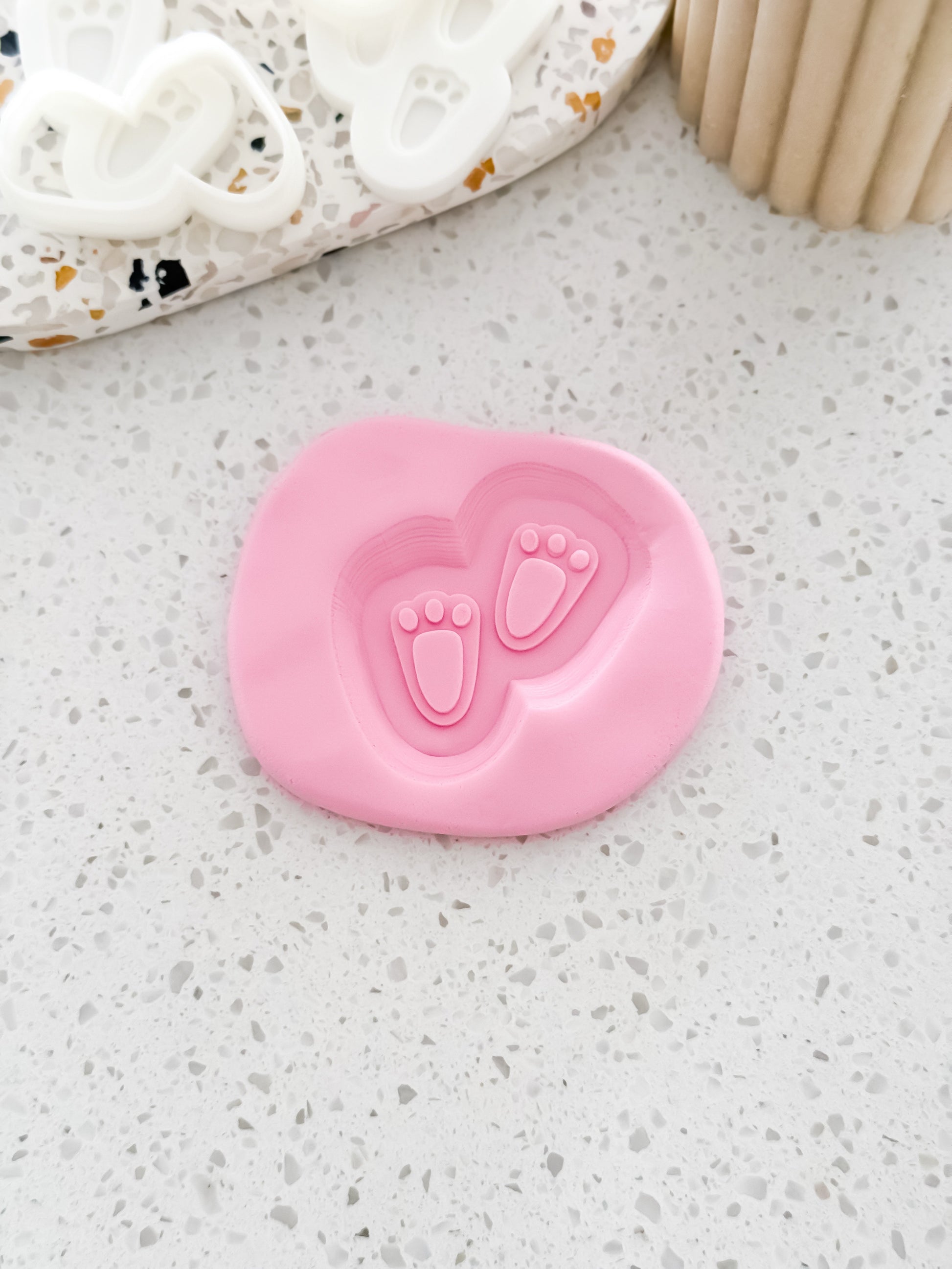 Mini Easter Bunny Paw Print Stamp & Cutter - Perfect for Fondant & Sugar Cookies