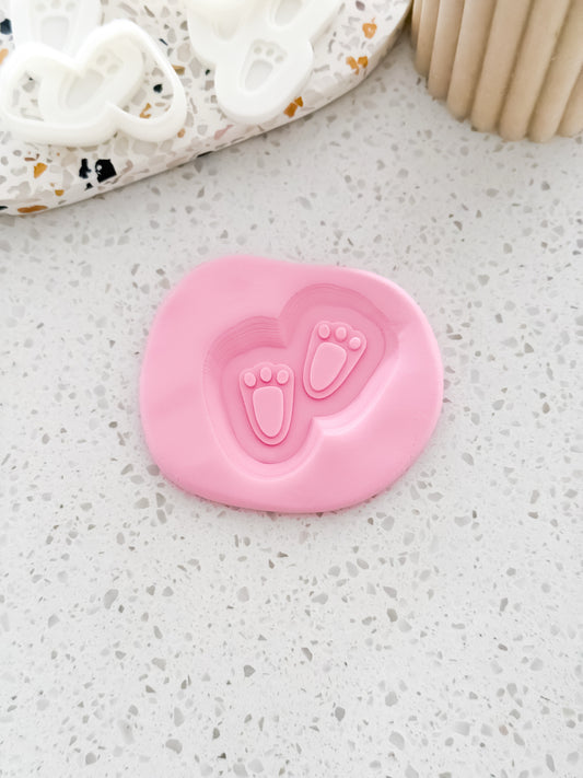 Mini Easter Bunny Paw Print Stamp & Cutter - Perfect for Fondant & Sugar Cookies