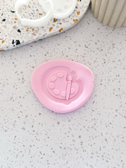 Mini Paint Pallet (With Brush) Stamp & Cutter - Perfect for Fondant & Sugar Cookies