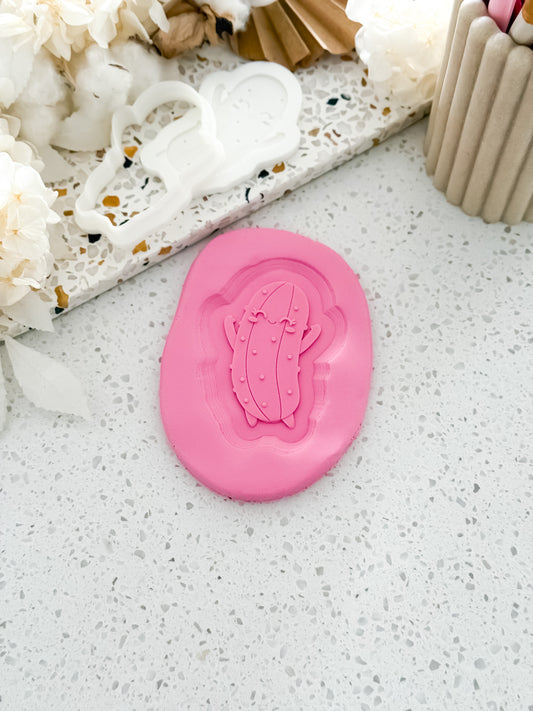 Happy Pickle Stamp & Cutter - Perfect for Fondant & Sugar Cookies