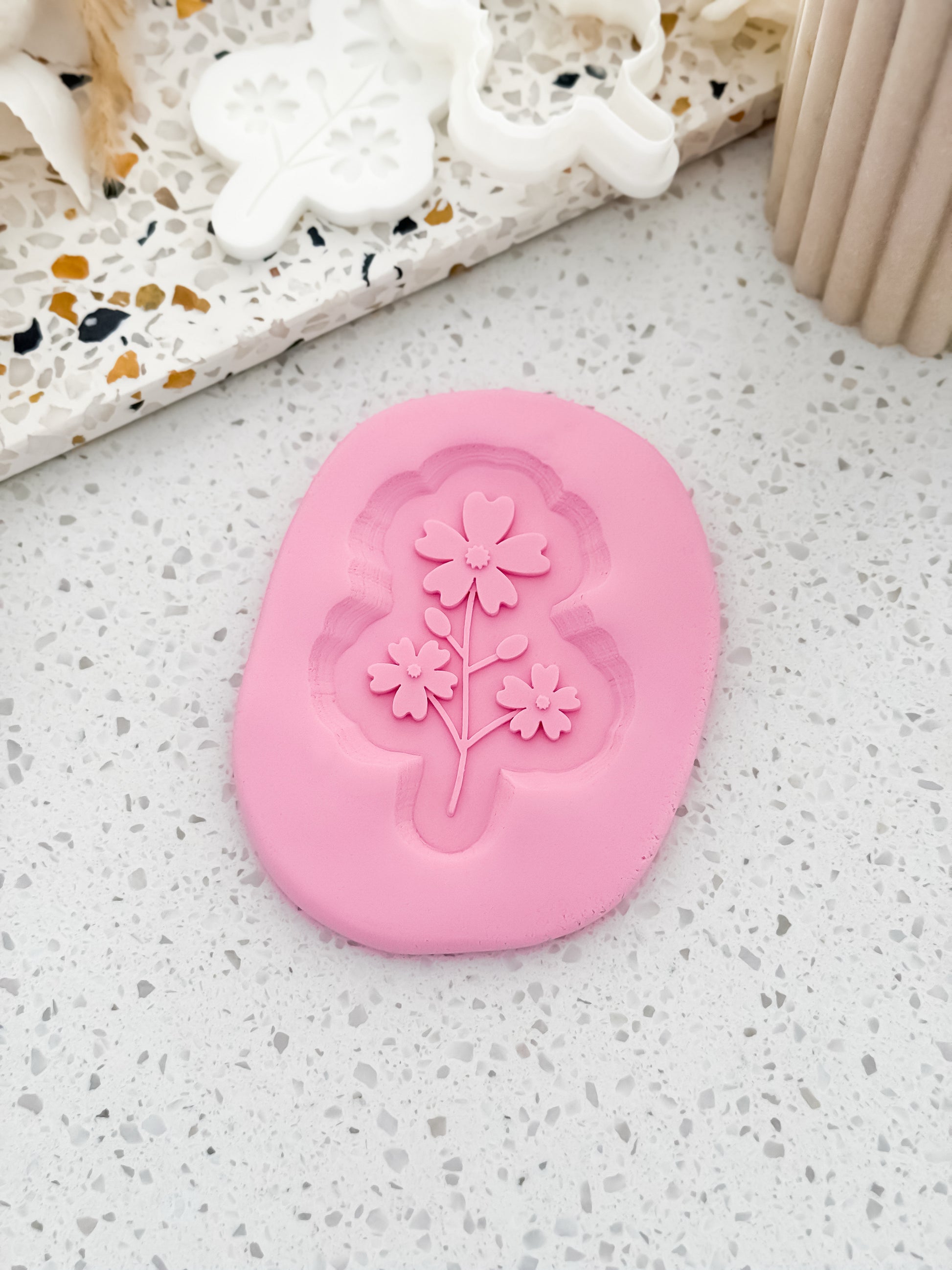 Heart Petal Blossom (Stem) Stamp & Cutter - Perfect for Fondant & Sugar Cookies