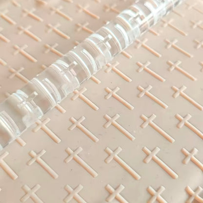 Cross Pattern - Acrylic Embossing Rolling Pin – Fondant, Cookie & Clay Texture Roller