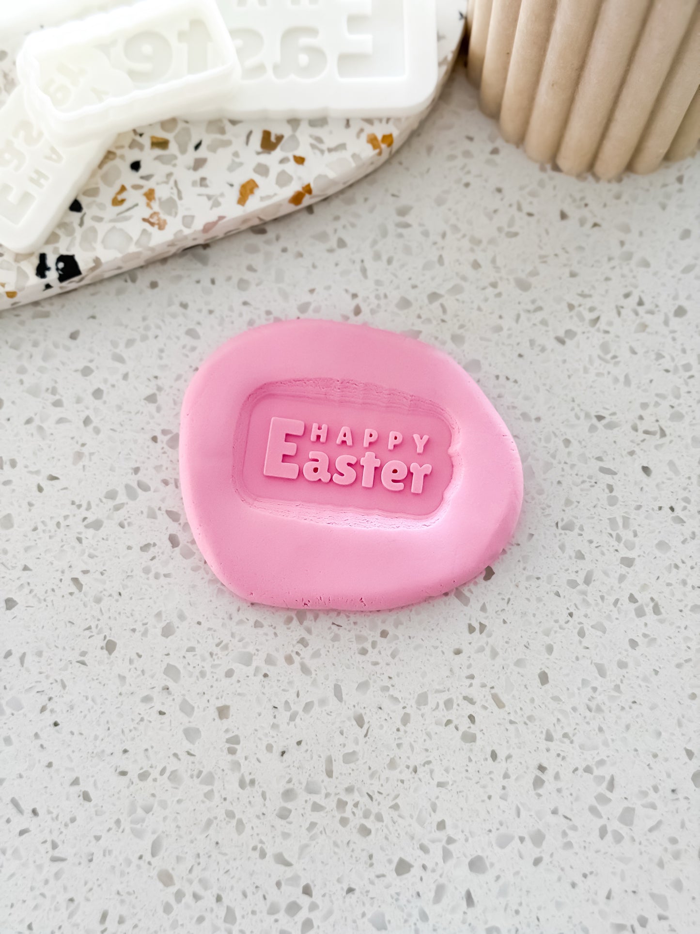 Mini Happy Easter (Bold) Stamp & Cutter - Perfect for Fondant & Sugar Cookies